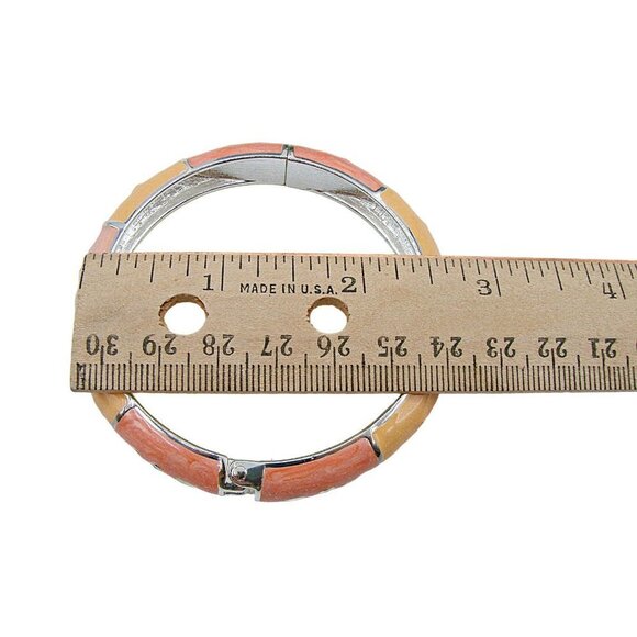 NEW Peach Sorbet Silver Enamel Rhinestone Magnetic Bangle Bracelet Original Box - Picture 7 of 12